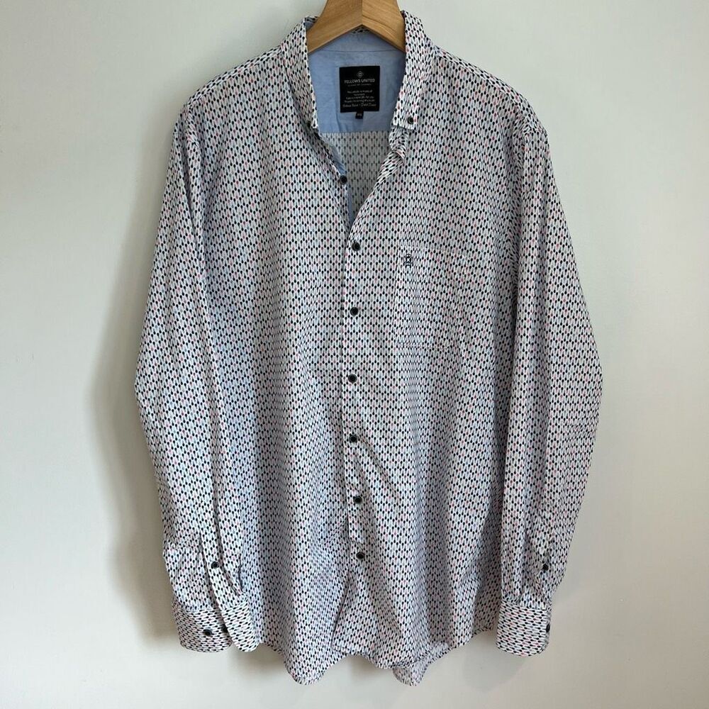 Fellows United Men’s XXL Multicolored White Long Sleeve Casual Burton Down Shirt